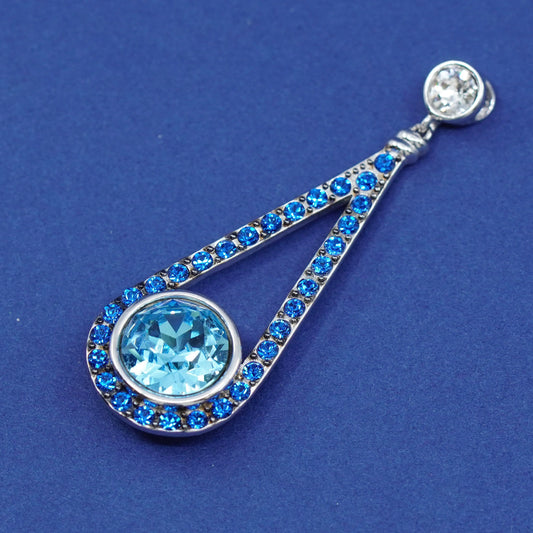 Vintage Sterling 925 silver handmade pendant with teardrop ruby