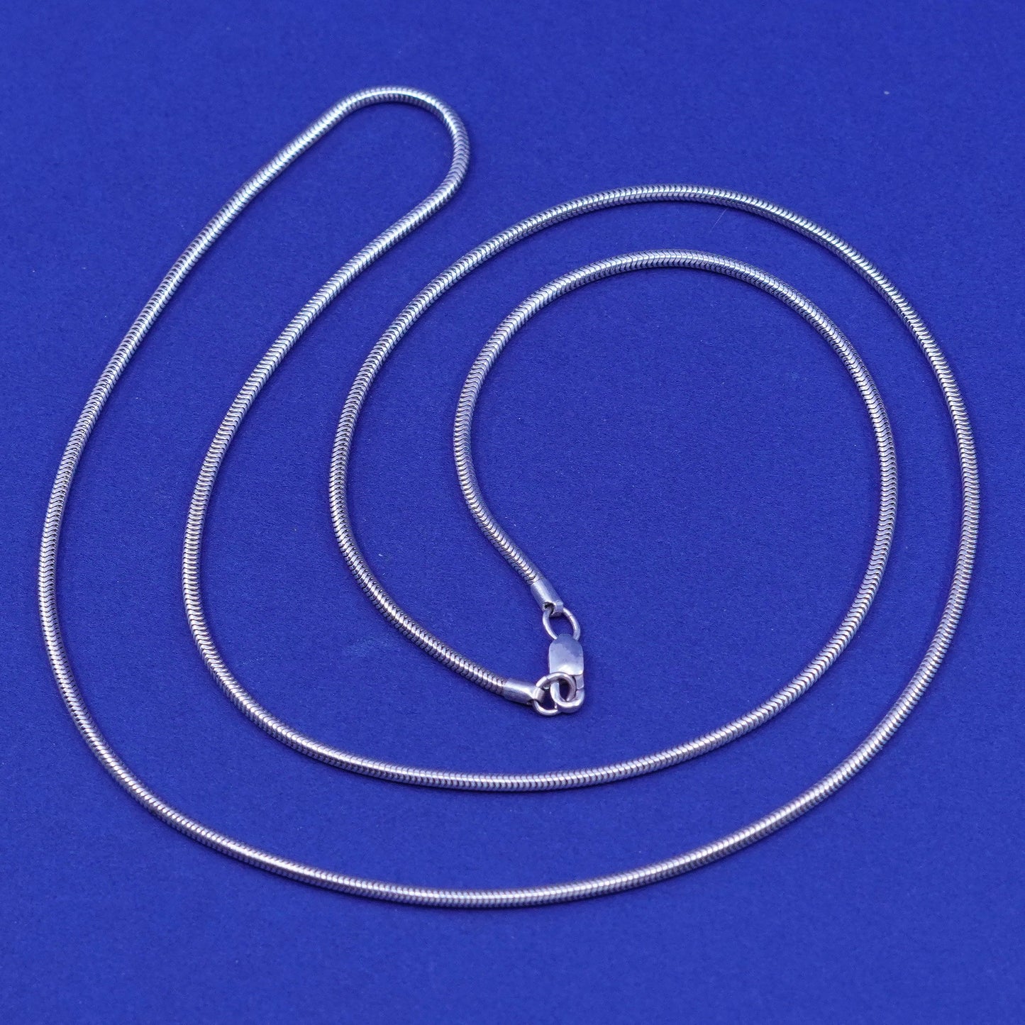 24”, 1.6mm, vintage Italy Sterling silver handmade necklace, 925 snake chain