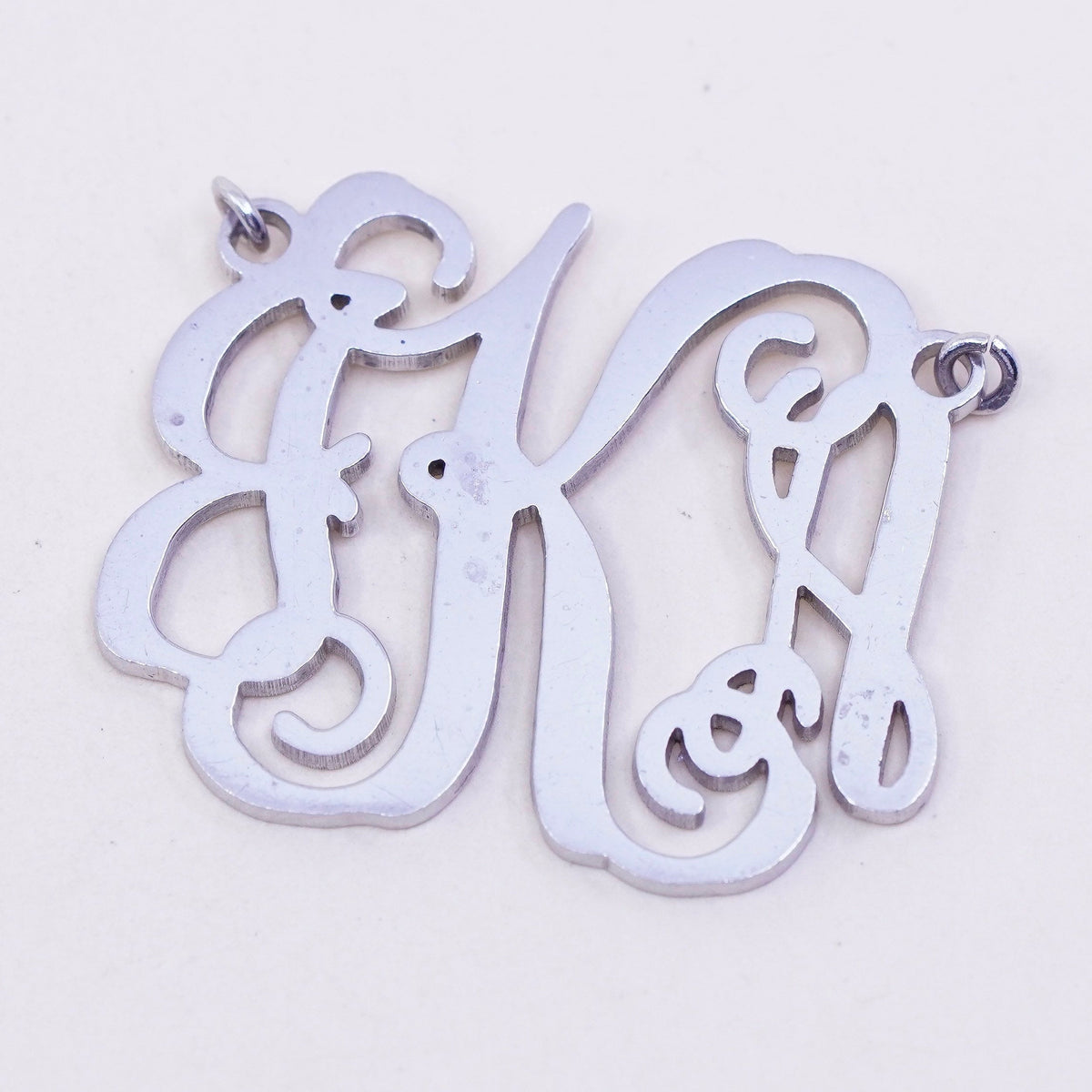 Vintage Sterling silver handmade pendant, 925 name monogram initial “GKA”