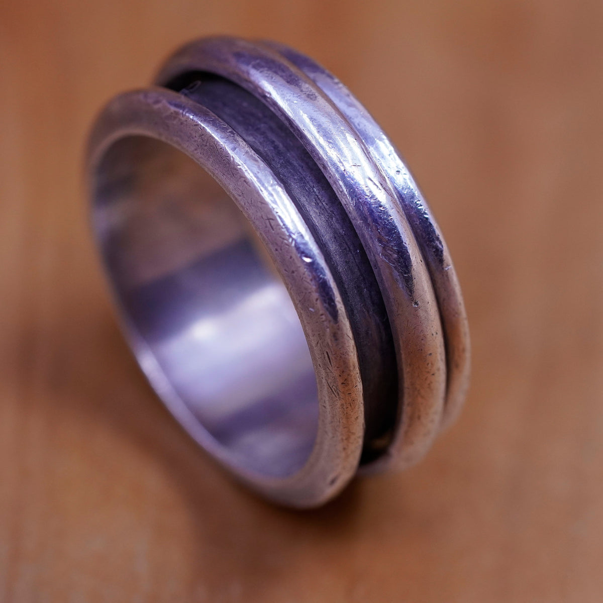 Size 10.75, vintage Sterling silver handmade spinner ring, 925 band w/ spinner