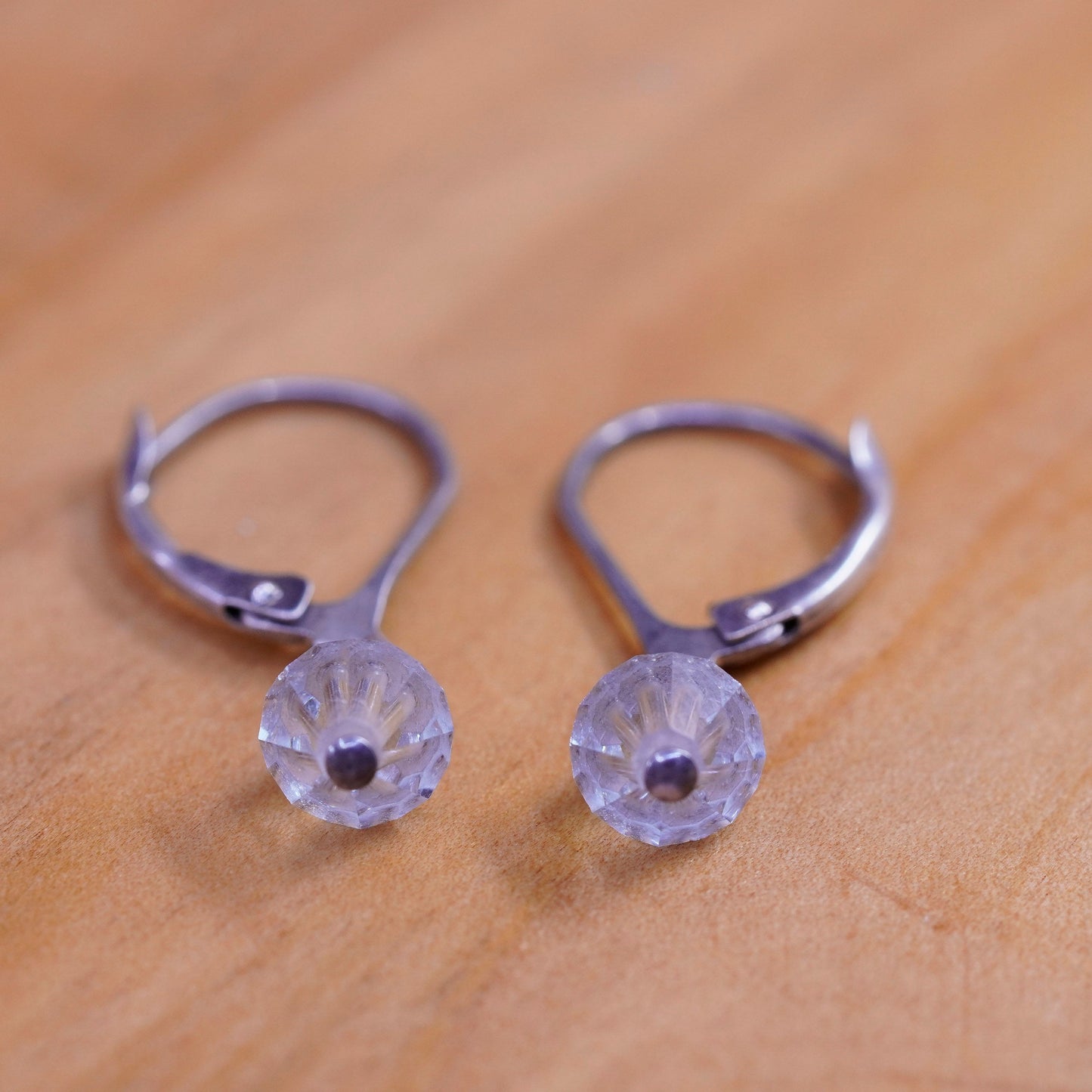 Vintage Sterling 925 silver earrings with blue crystal