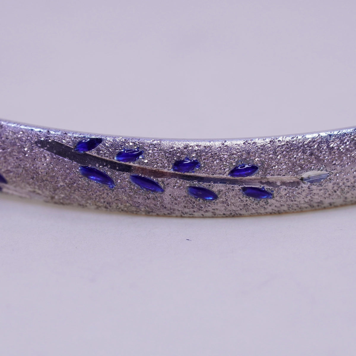 8”, Vintage sterling silver handmade bracelet, Matte enamel 925 hinged bangle