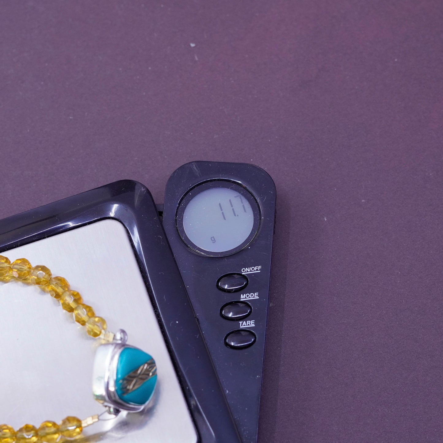 5.75”, Sterling silver handmade bracelet with citrine beads and turquoise