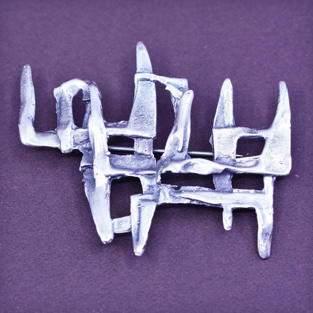 Vintage handmade sterling 925 silver modern strip brooch