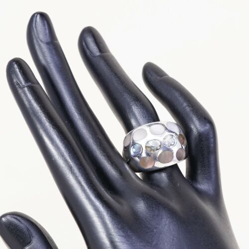 Size 8.25, Vtg Handmade Statement Ring in Sterling Silver W/ Abalone N Mop