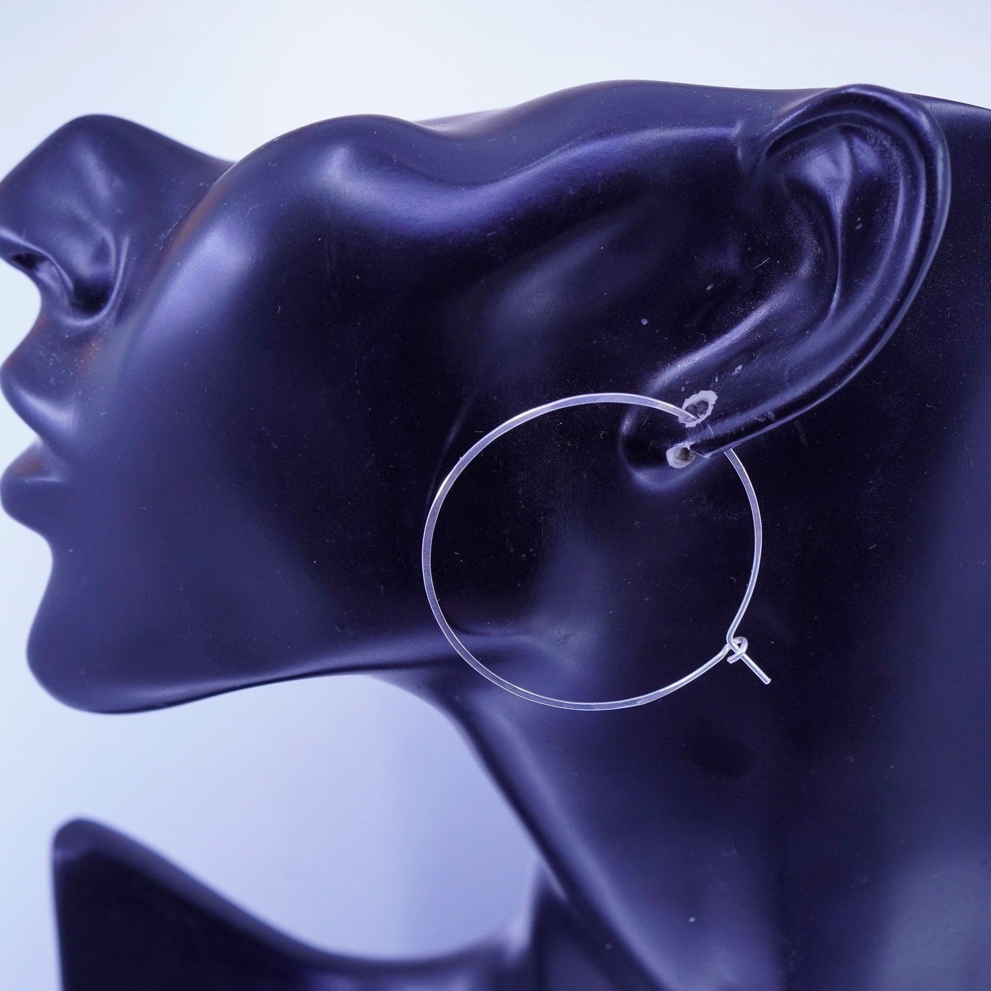 1.5”, vintage Sterling silver handmade earrings, 925 simple hoops