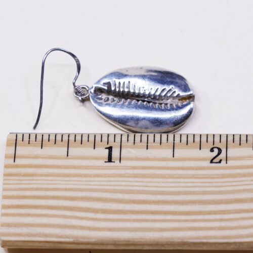 Vtg handmade Sterling 925 Silver Shell Casted earrings, Silver Tested