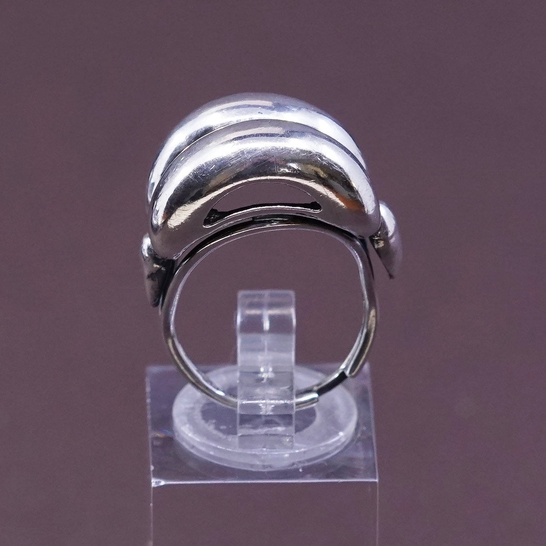 Size adjustable, vtg BEAU Sterling silver handmade ring, 925 ribbed band