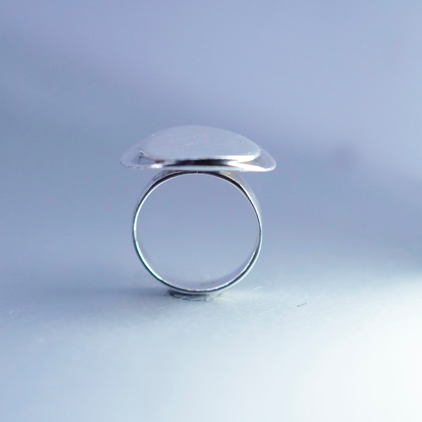 Size 8, Sterling 925 silver handmade ring, modern minimalist double circle band