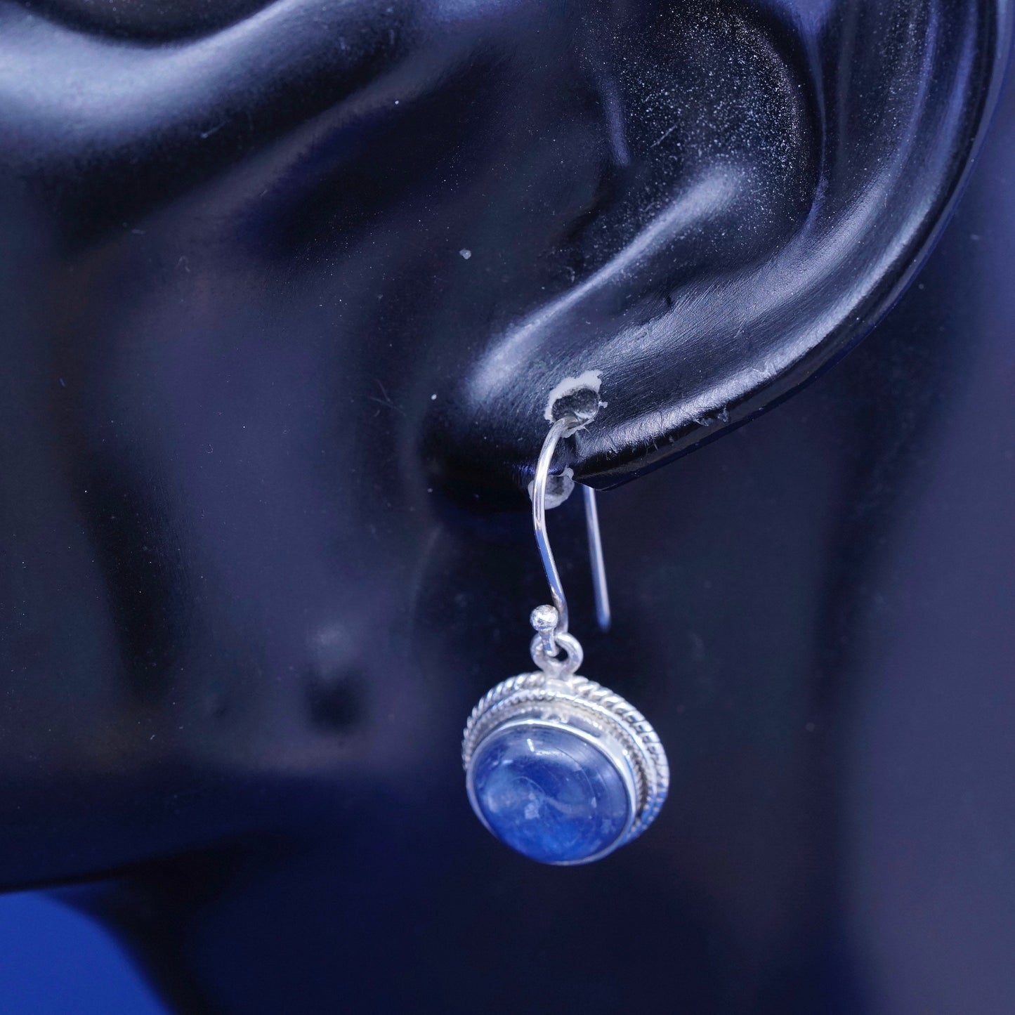 Vintage sterling silver handmade earrings, 925 with quality bright labradorite