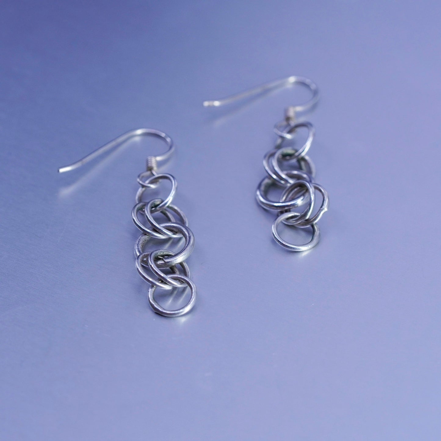 Vintage Sterling 925 silver handmade entwined circle earrings