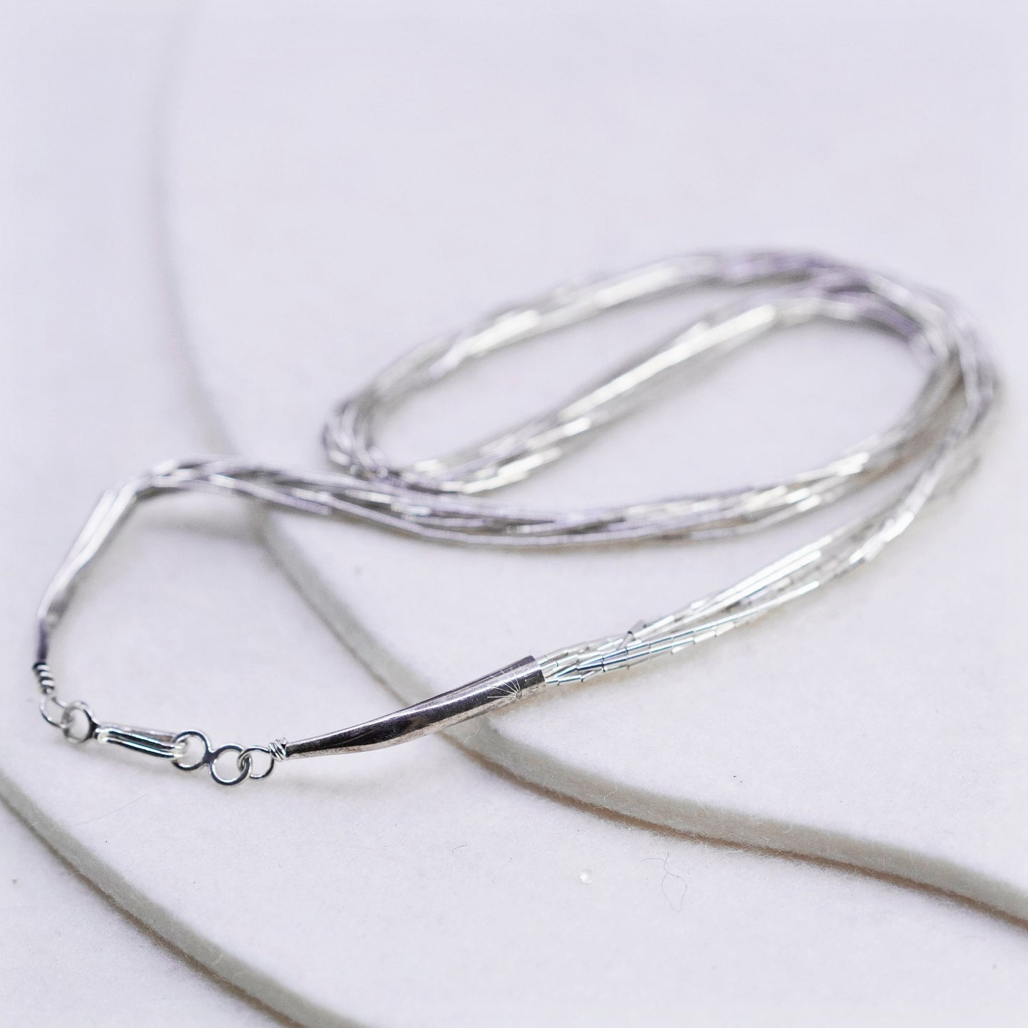 16”, liquid Sterling silver 10 strands necklace, Native American handmade chain