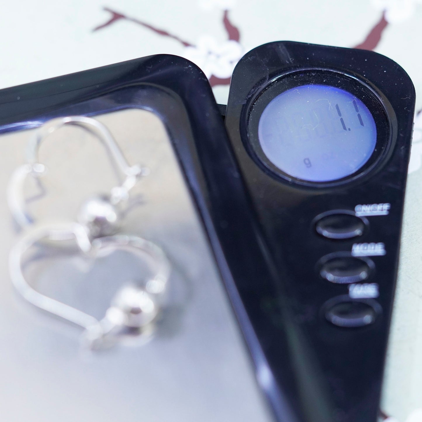0.75”, Vintage sterling 925 silver loop earrings, heart hoops with beads