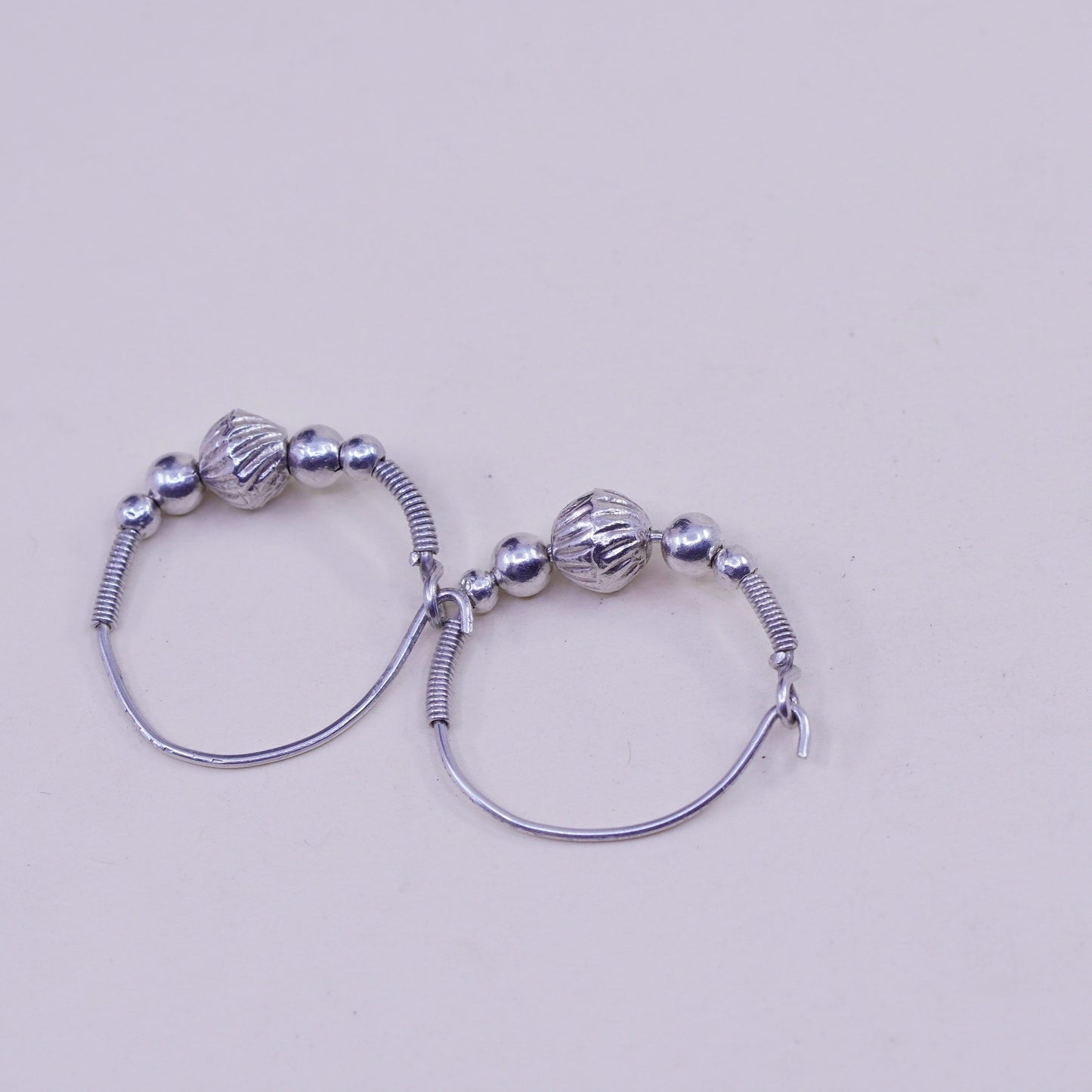 0.75”, Vintage sterling 925 silver loop handmade earrings, bali wired hoops