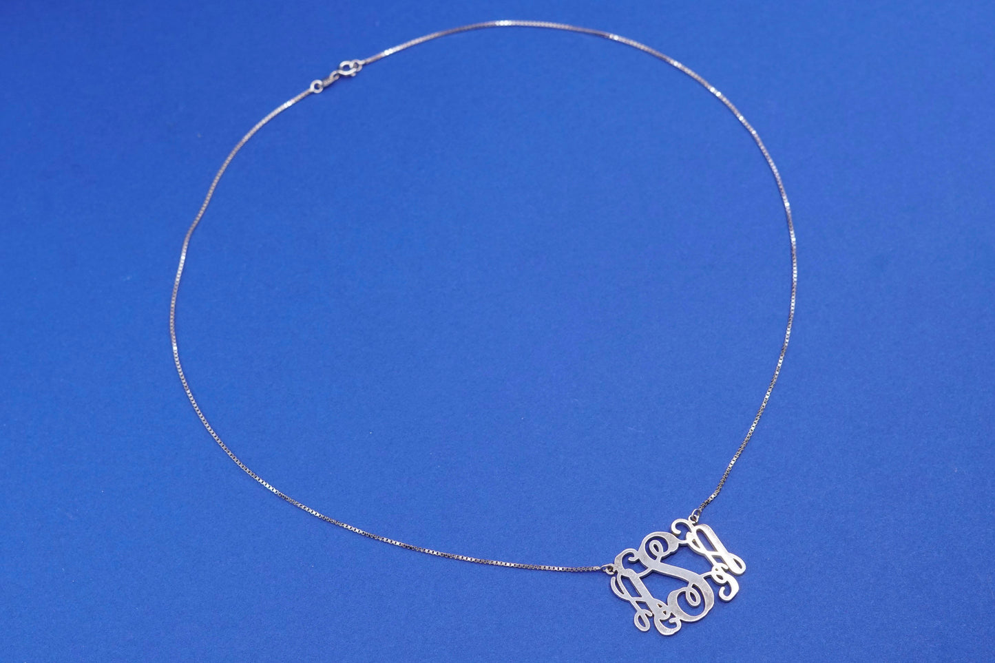 18”, vermeil gold over Sterling 925 silver necklace with monogram initial “ASA”