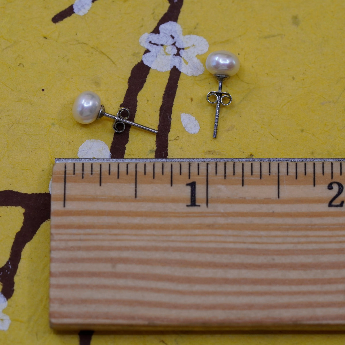 Vintage Sterling silver handmade earrings, 925 gray pearl studs