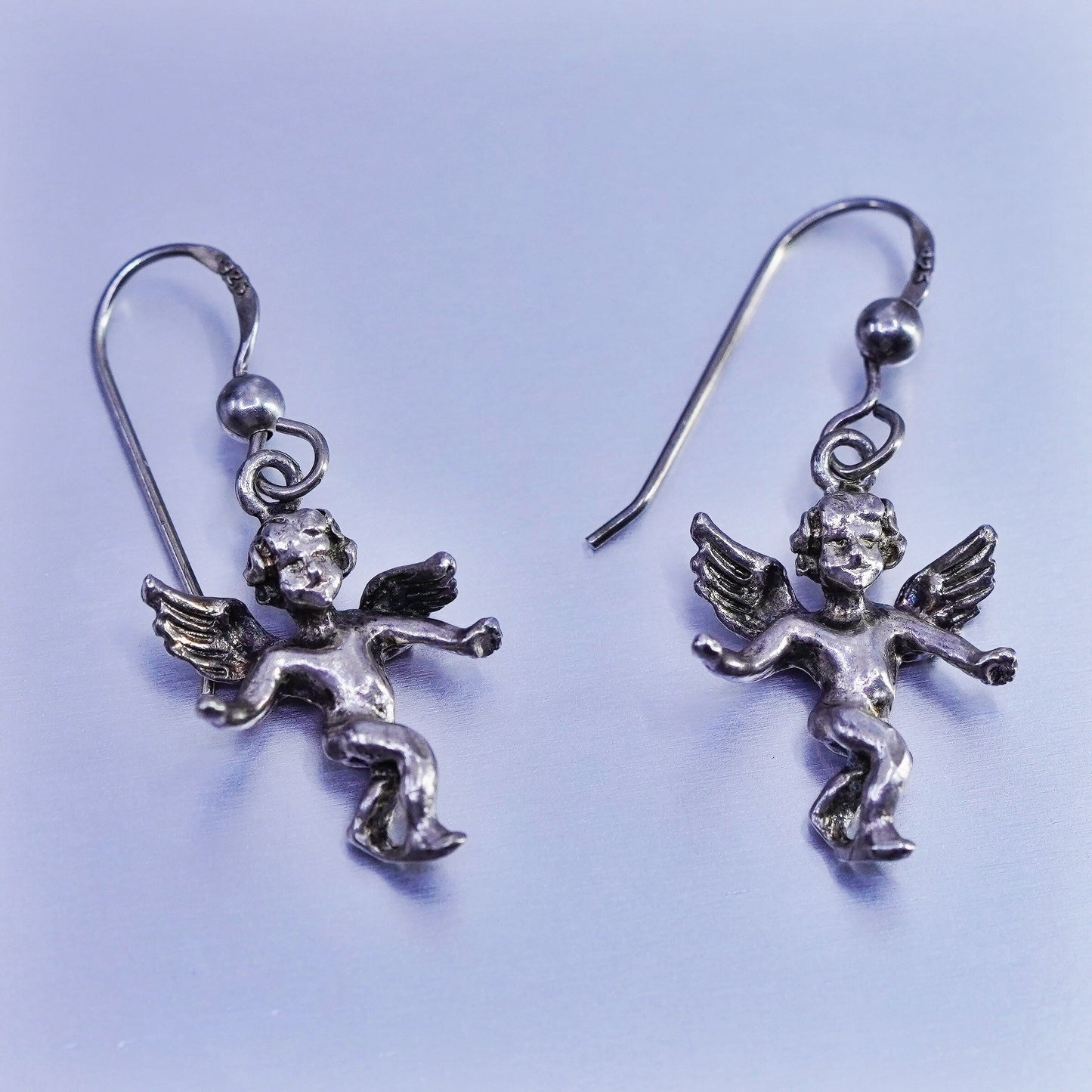 vintage Sterling silver handmade earrings, 925 Angel dangles