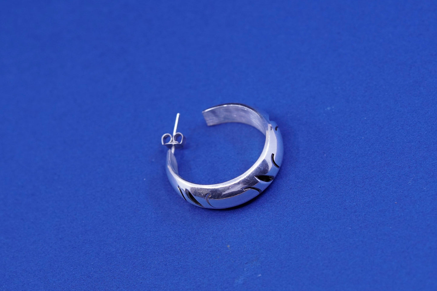 1.25”, vintage Sterling silver handmade hoop earrings, 925 huggie studs