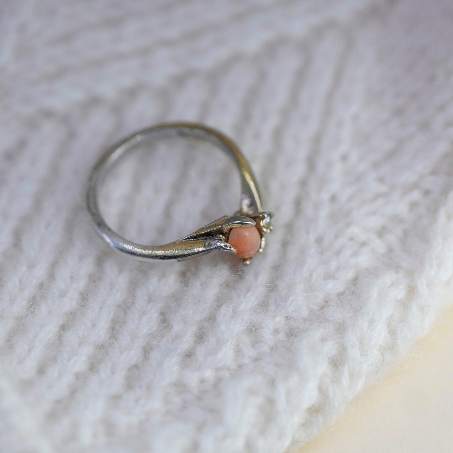 Size 6.25, Vermeil gold over sterling 925 silver ring with gold stone and Cz
