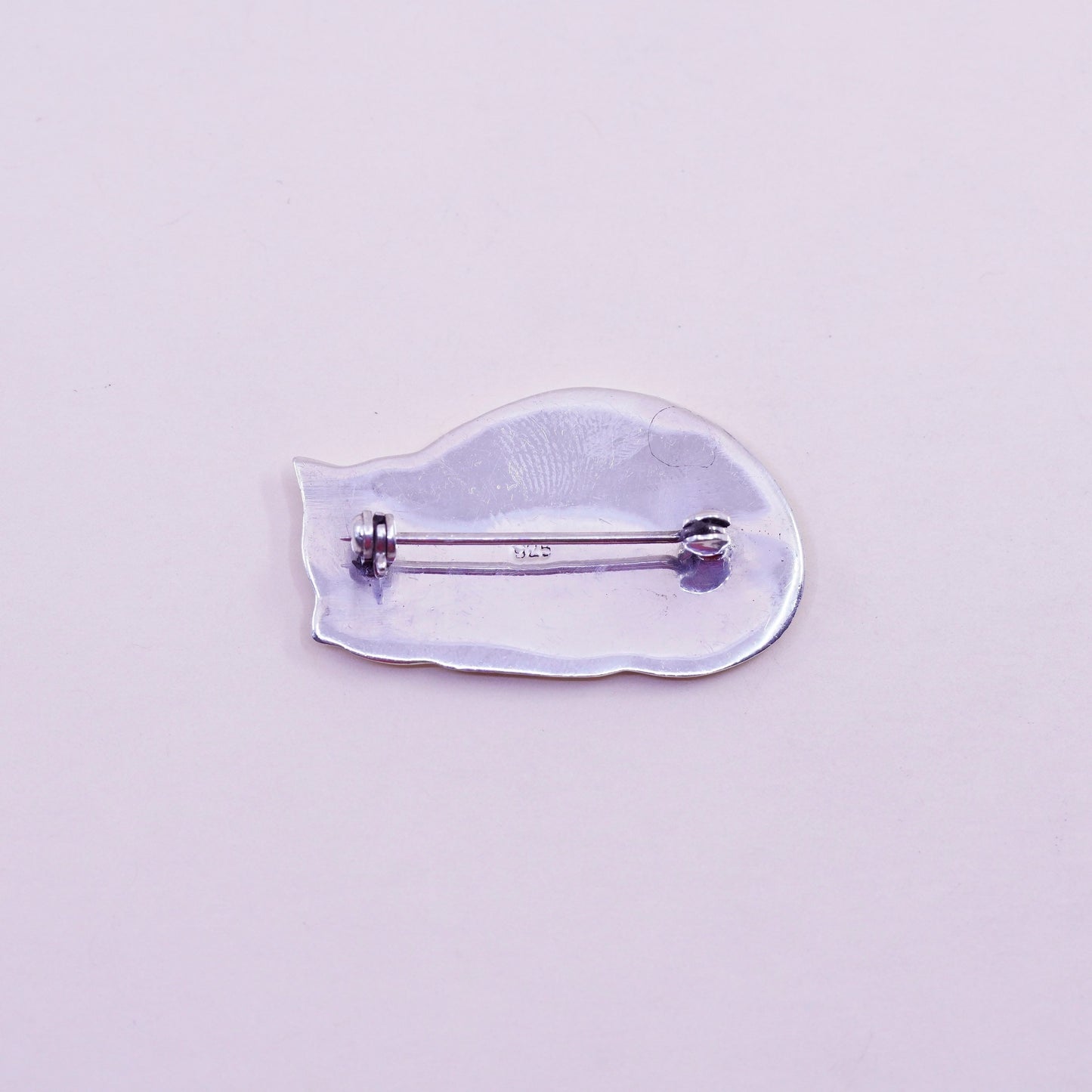 Vintage sterling 925 silver cat brooch, Southwestern handmade antique pin
