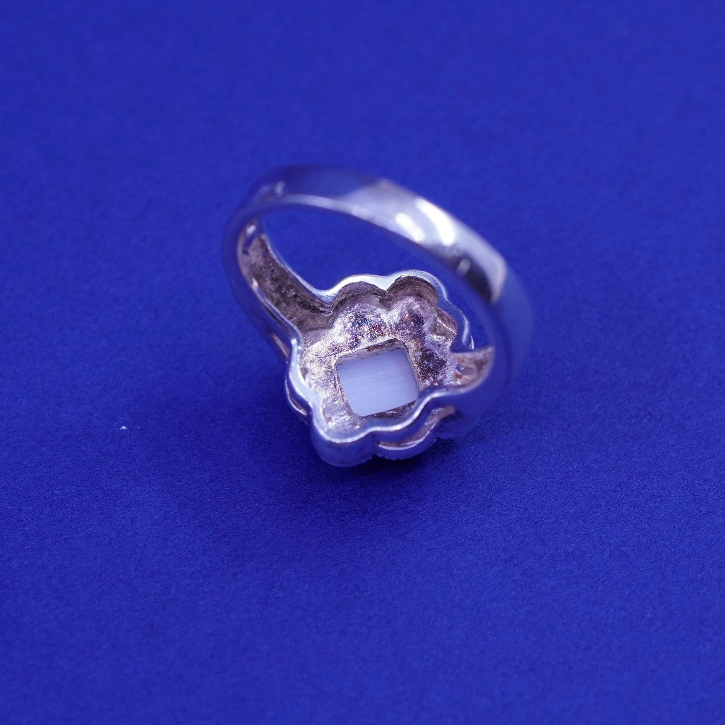 Size 8.25, Sterling 925 silver handmade ring with moonstone and marcasite