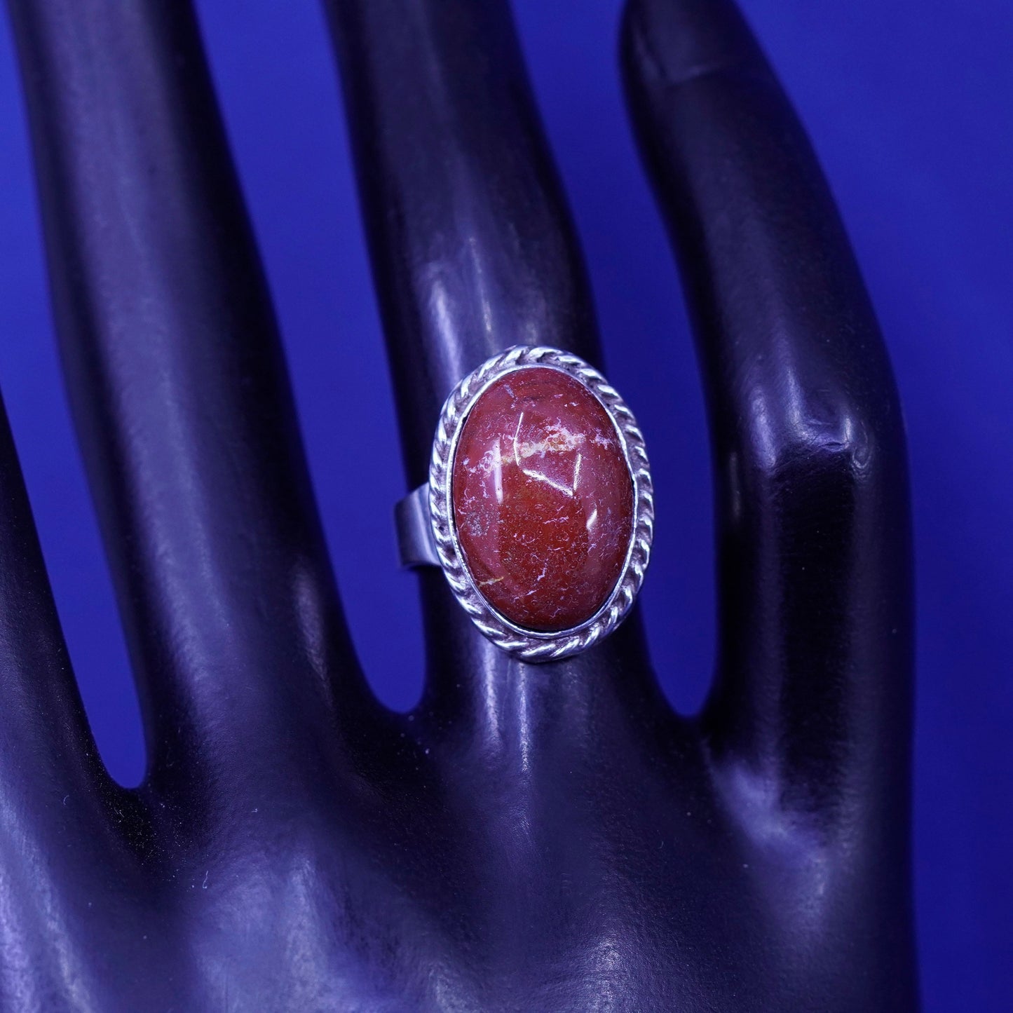 Size 4.5, vintage Sterling 925 silver handmade ring with jasper, southwestern