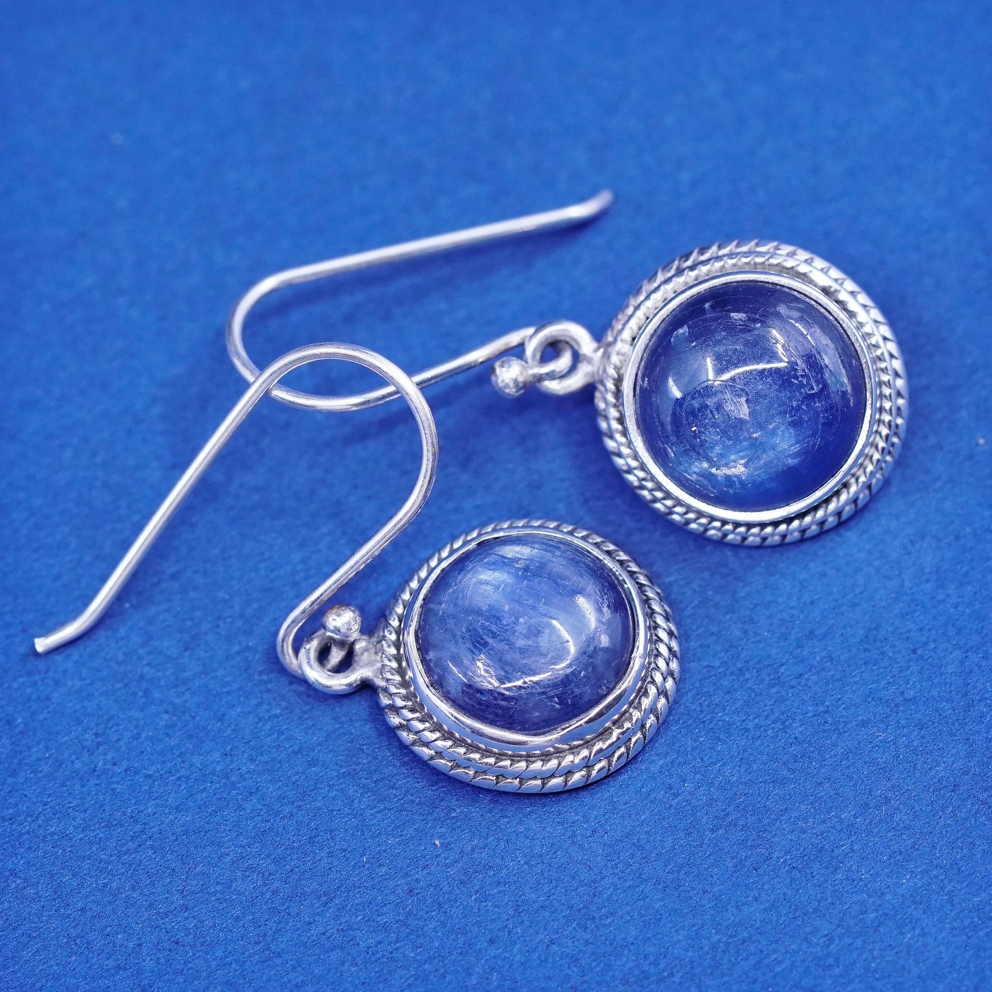 Vintage sterling silver handmade earrings, 925 with quality bright labradorite