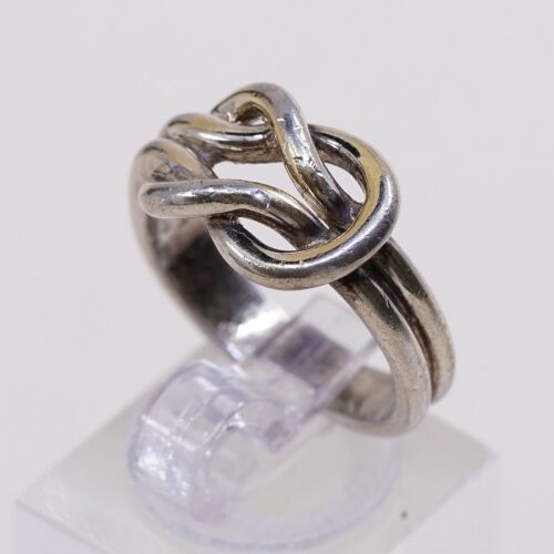 Sz 6.5, Vtg Danecraft Sterling Silver Handmade Ring 925 Band Entwined Knot,