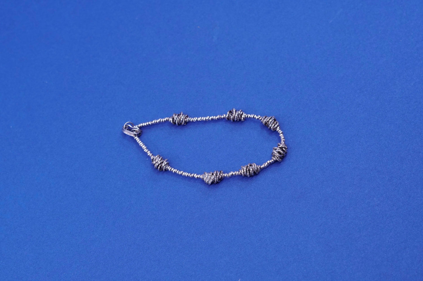 6”, vintage sterling 925 silver handmade beads and wired bead bracelet