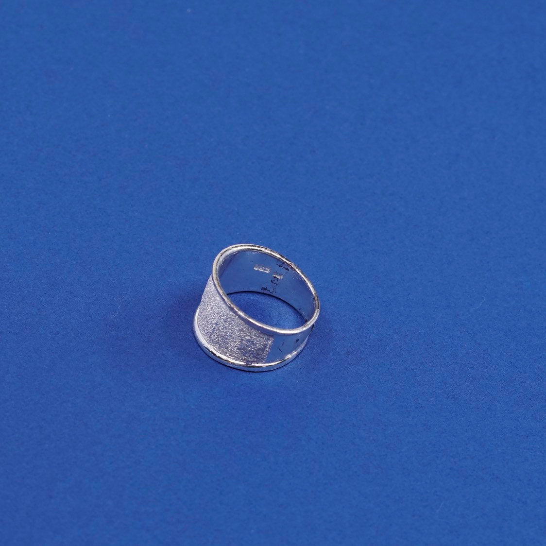 sz 7.25, Sterling silver handmade ring, unique 925 wide band w/ Matt surface