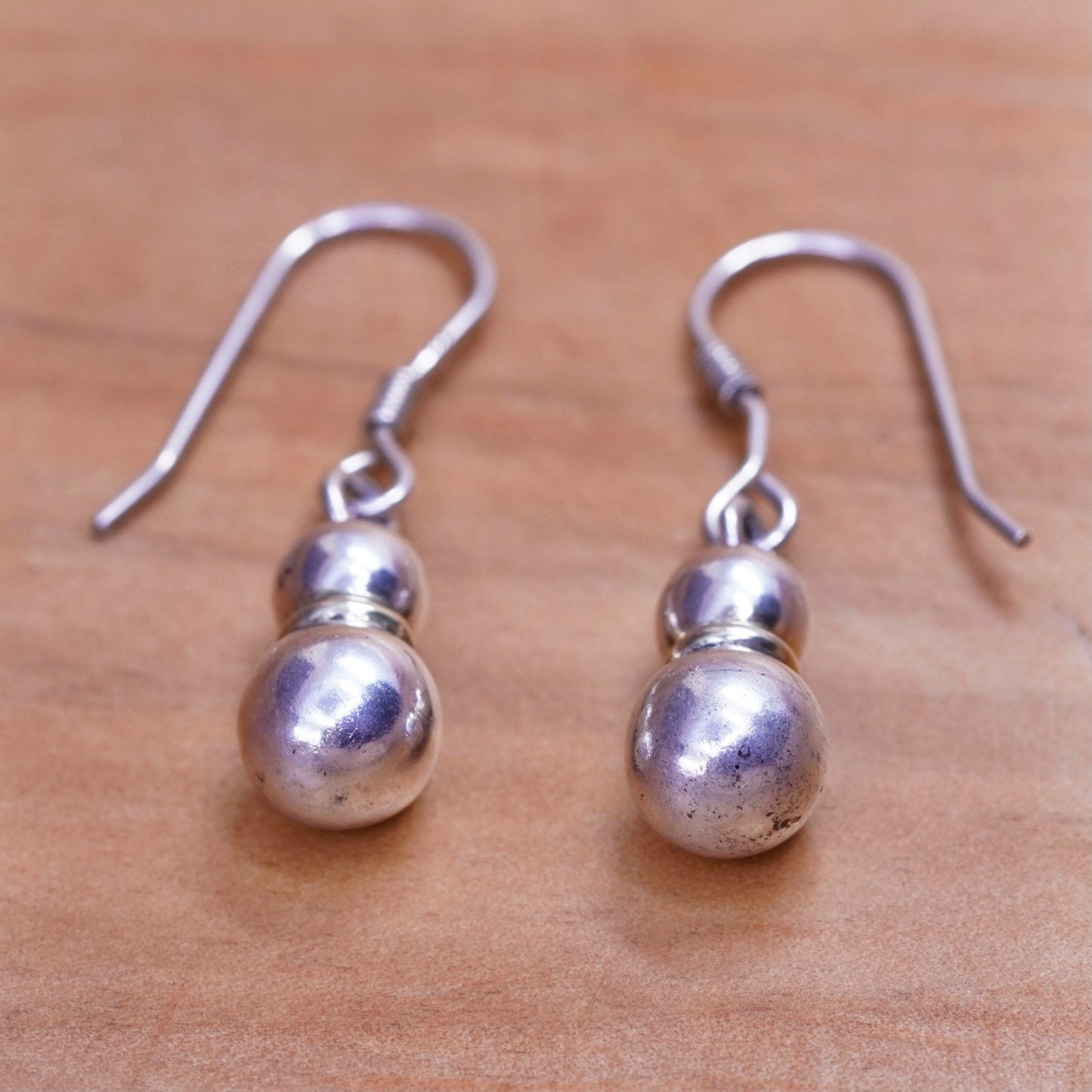 Vintage Sterling silver handmade earrings, 925 beads drops