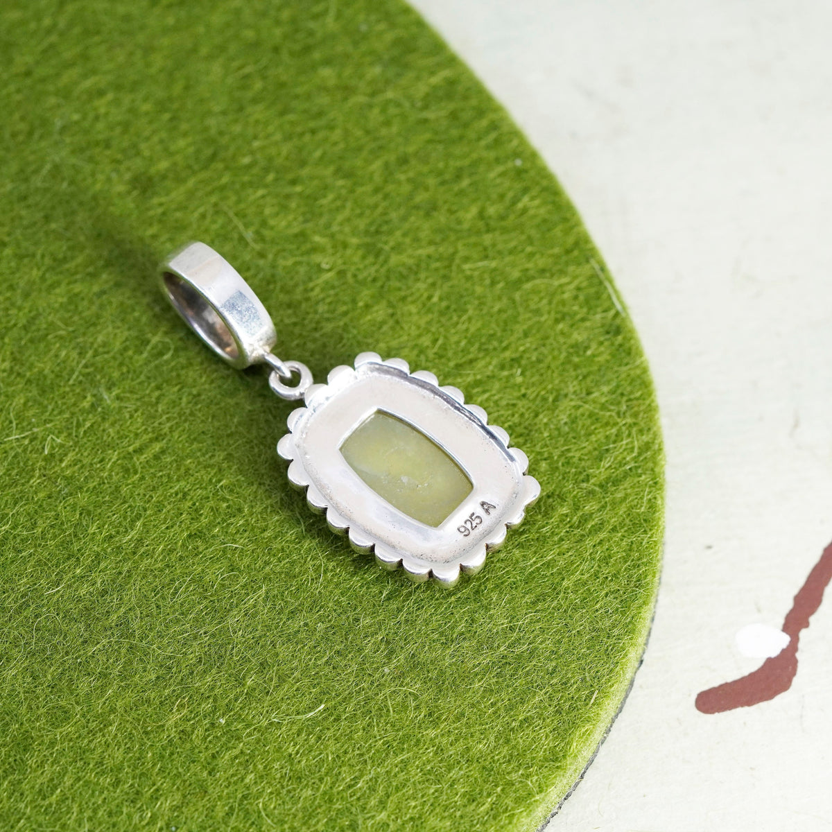 Vintage Sterling 925 silver handmade pendant with jade and beads