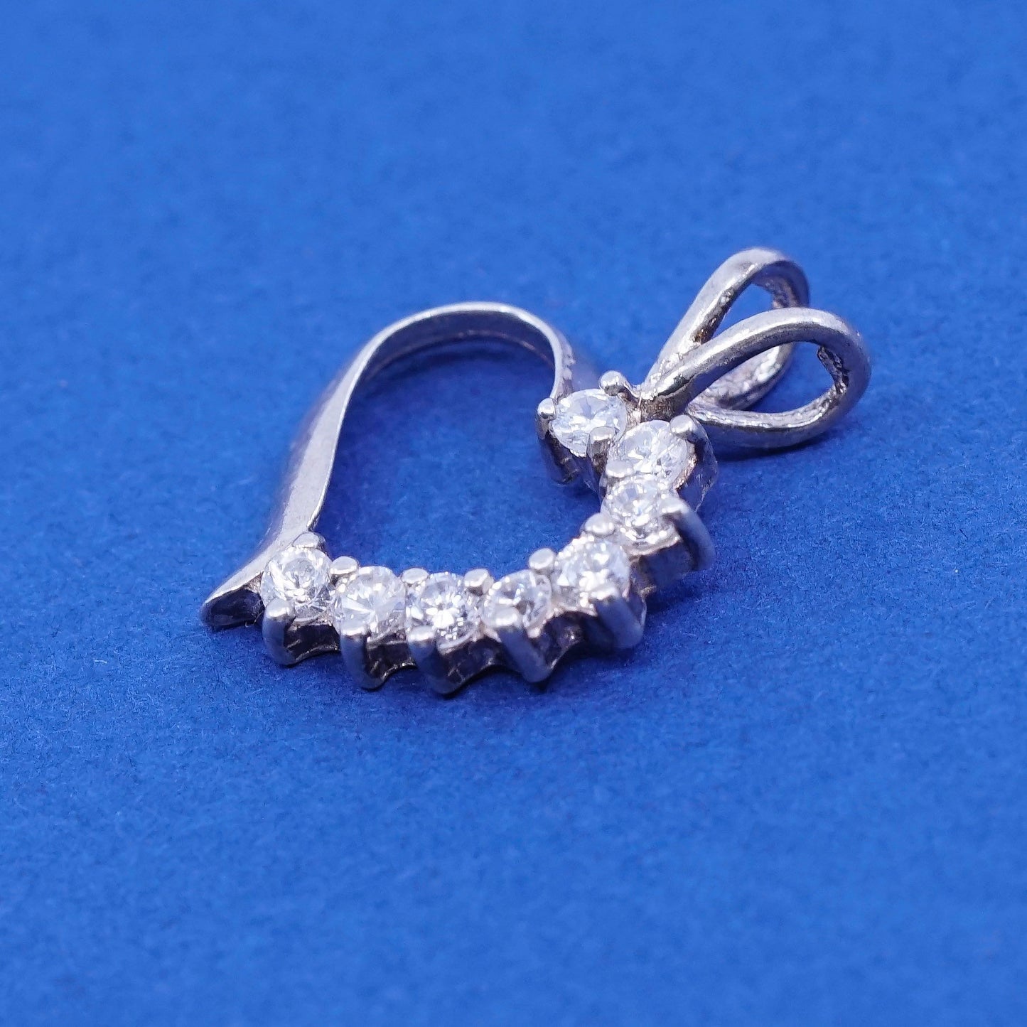 Vintage Sterling silver handmade pedant, 925 heart with crystal