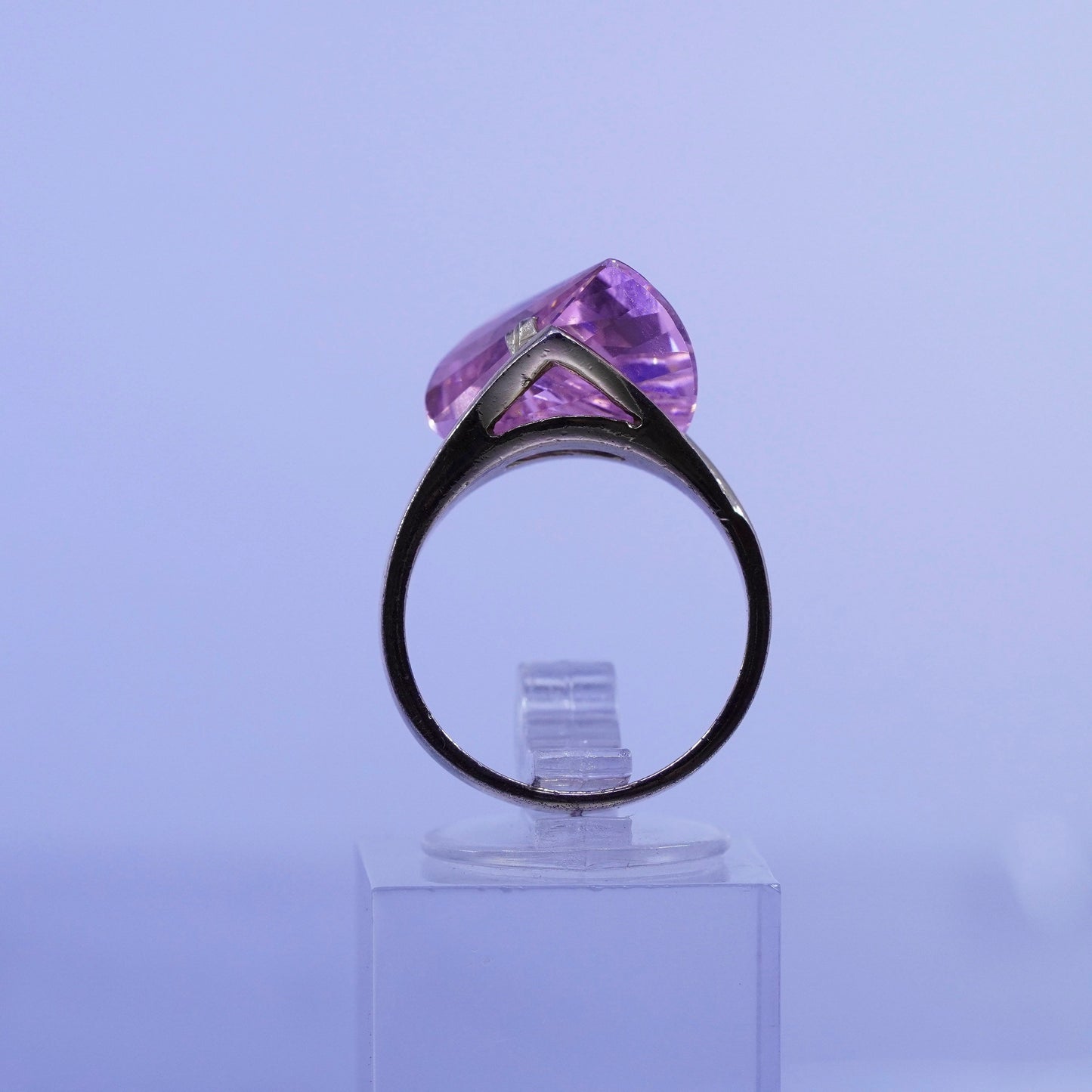 Size 6.5, vintage vermeil gold over Sterling silver modern ring pink crystal