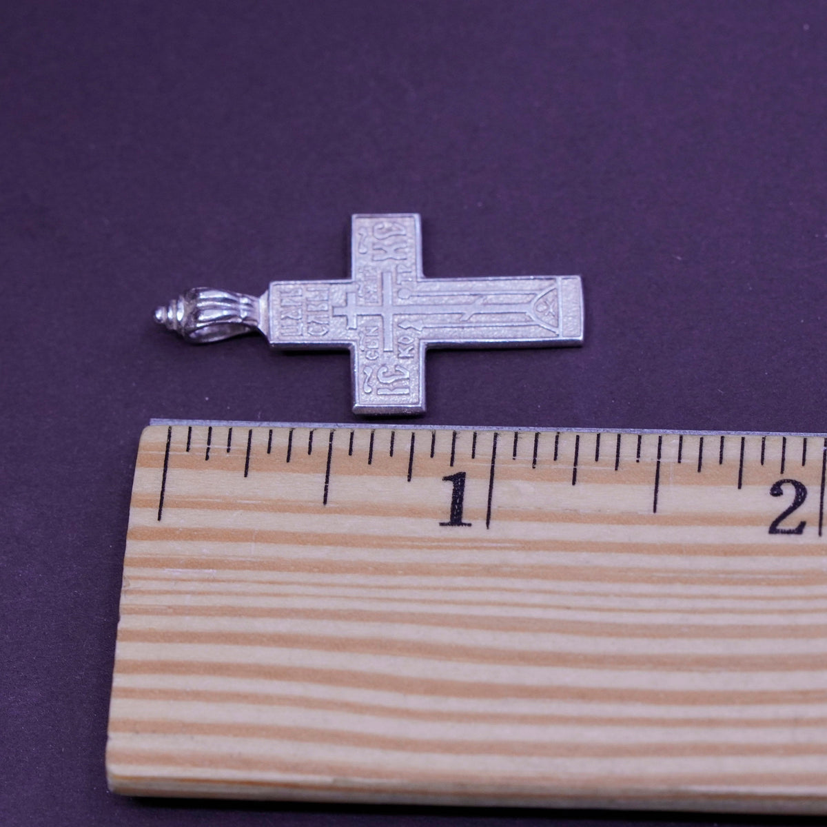 Vintage Sterling silver handmade pendant, 925 textured cross