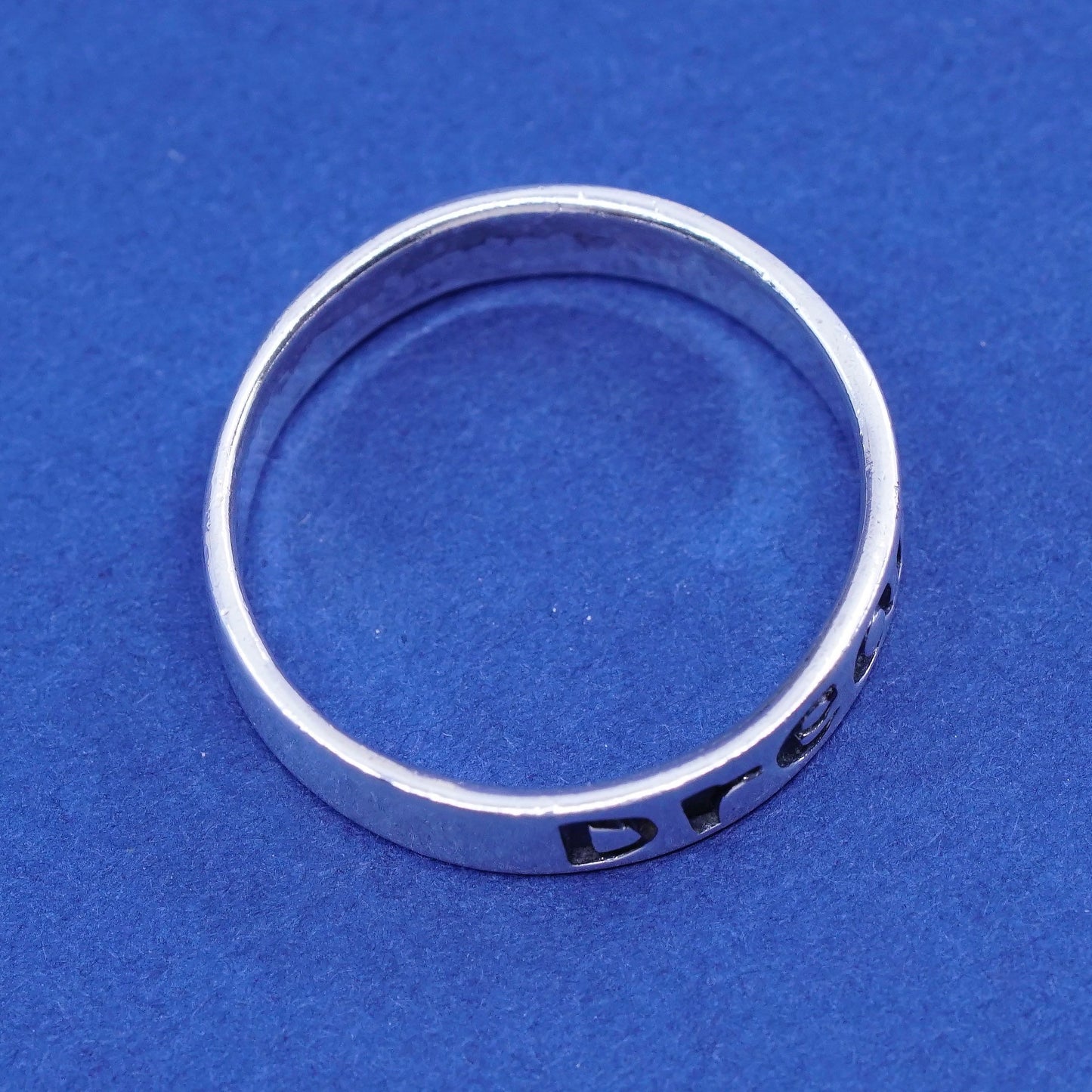 sz 7, vtg Sterling silver handmade ring, 925 inspirational band embossed “dream
