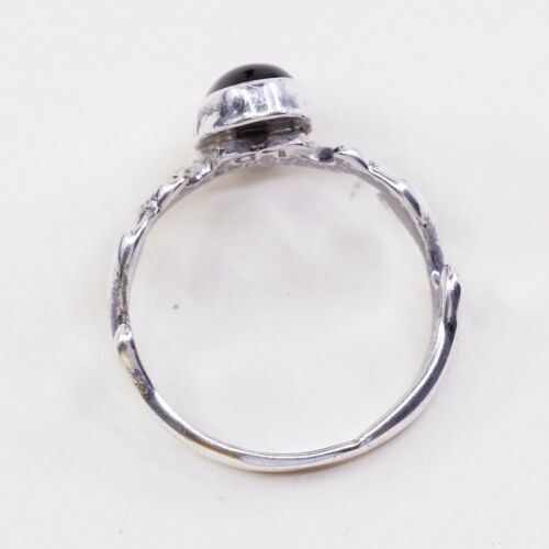 Sz 9.75, Navajo Lowell Draper Sterling 925 Silver Handmade Ring W/ Obsidian
