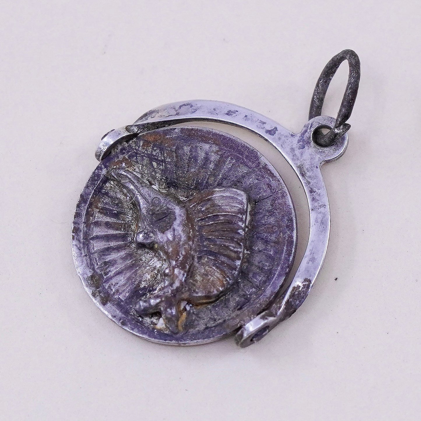 Vintage sterling silver handmade pendant, 925 charm swordfish