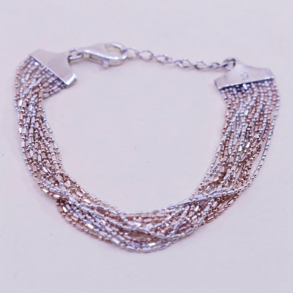 6.75+1”, Dyadema multi strands sterling silver bracelet, 925 bead multi strands