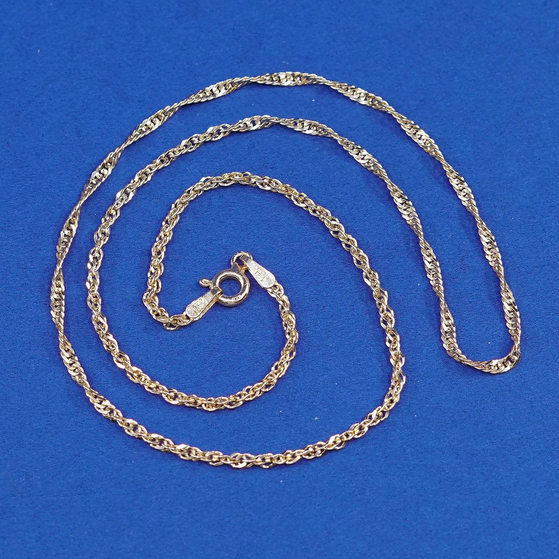 16" Italy Sterling silver handmade necklace Vermeil gold 925 twisted curb chain