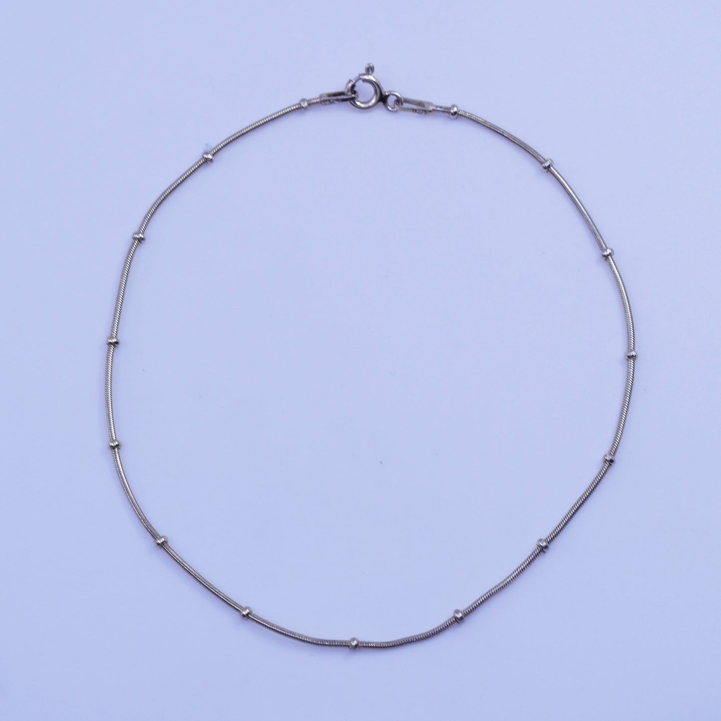 9”, vermeil gold over Sterling 925 silver bracelet, snake anklet with beads