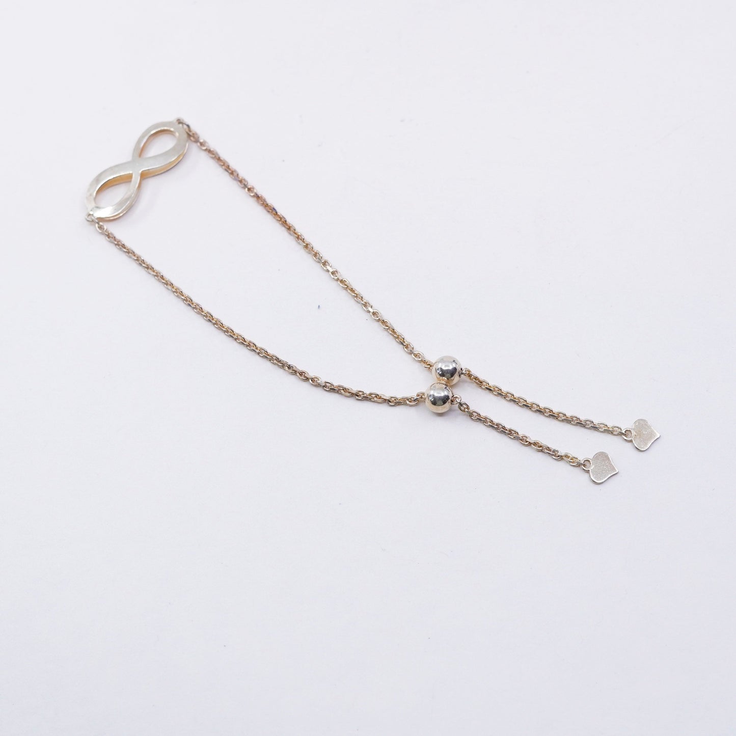 Adjustable”, vtg vermeil gold sterling 925 silver circle chain bracelet charm