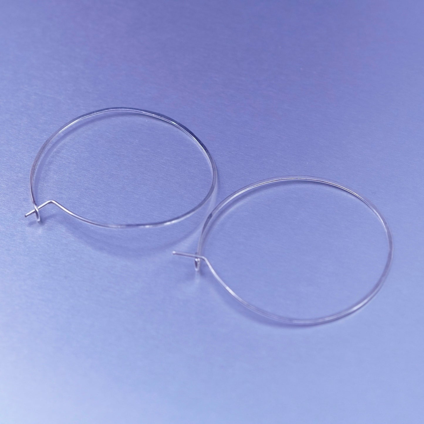 1.5”, vintage Sterling silver handmade earrings, 925 simple hoops