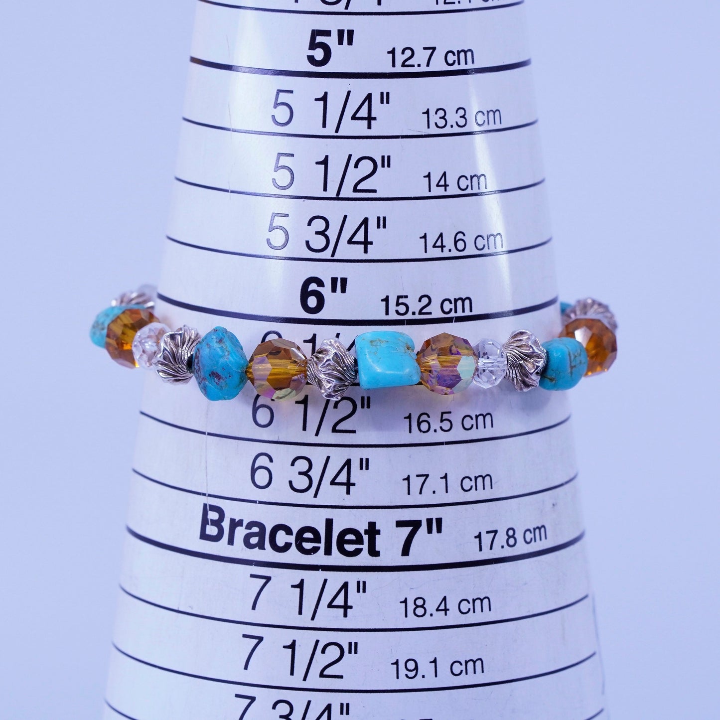 6.25”, Sterling 925 silver bracelet with turquoise citrine and lizard closure