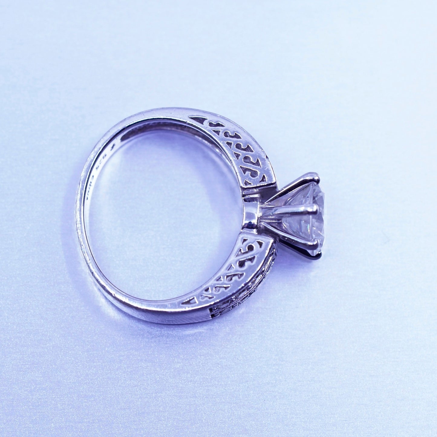 Size 6.5, vintage Sterling 925 silver handmade engagement ring with cluster Cz