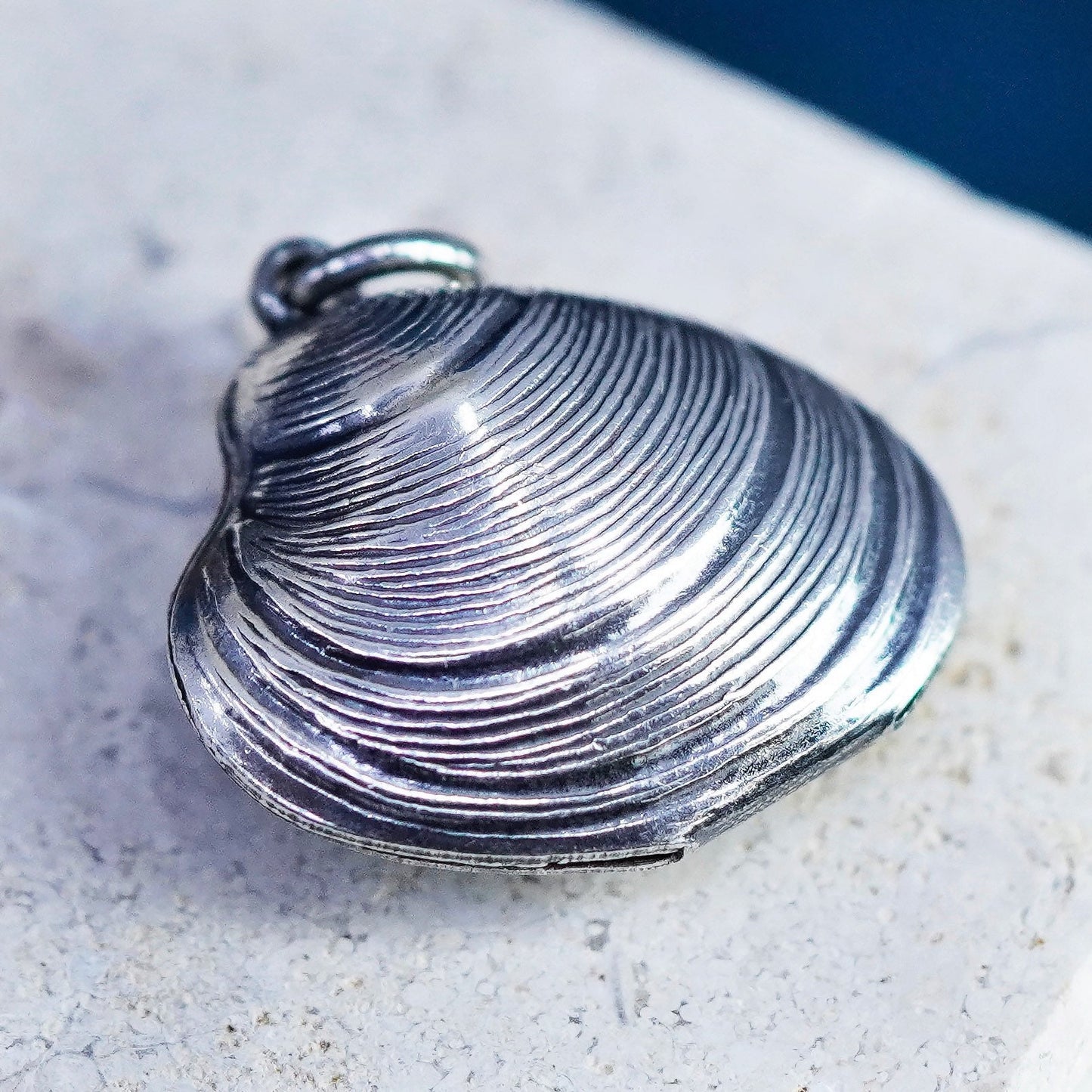 Vintage Sterling silver handmade pendant, shell charm