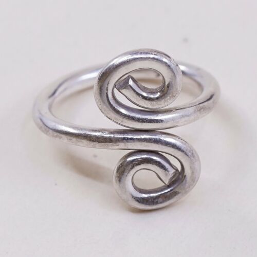 Size 6.5, Sterling Silver Handmade Ring, 925 swirl Band, Stamped 925