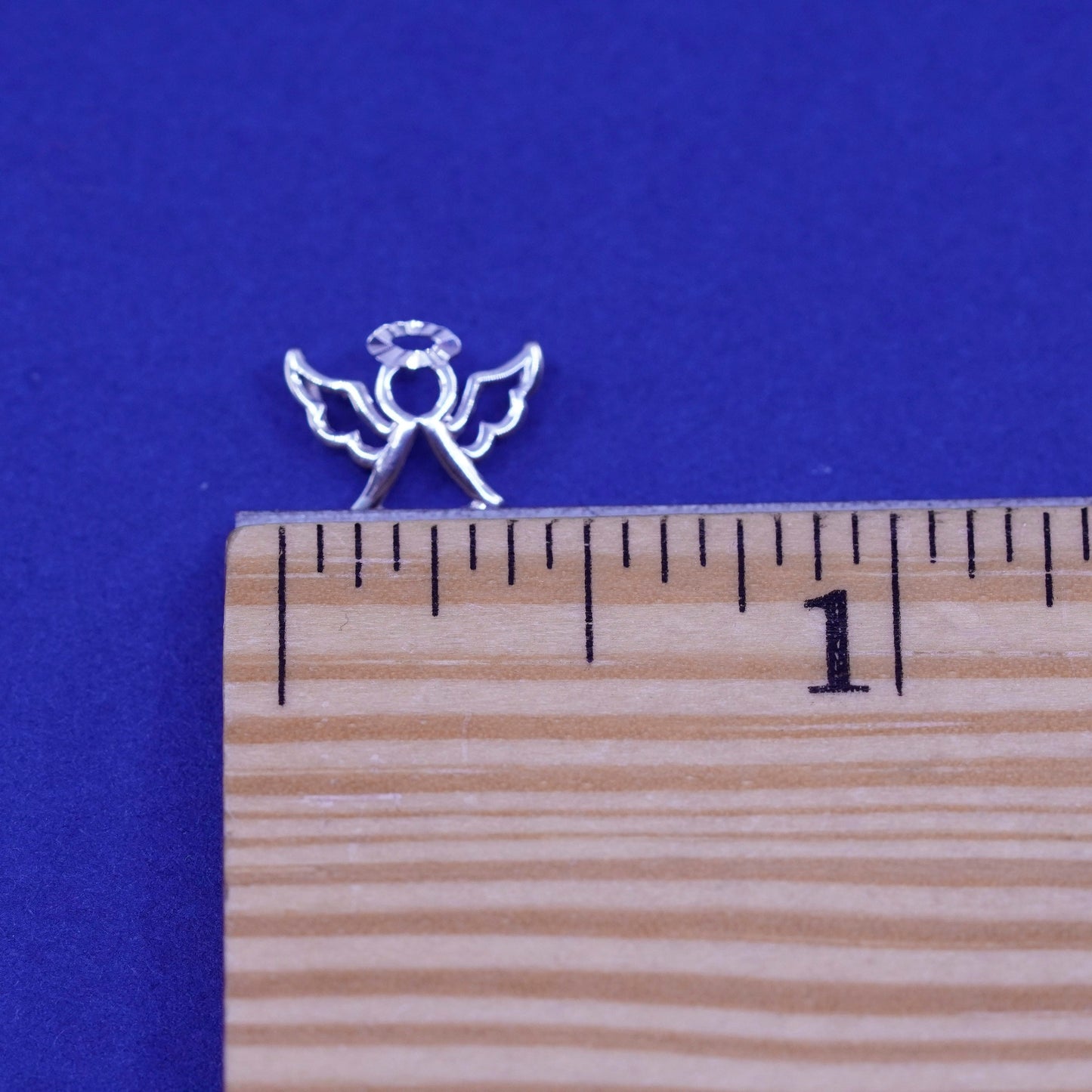 Vintage solid 10K white gold angel pendant charm