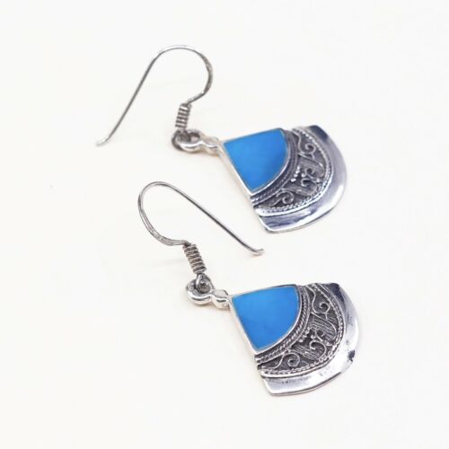 Amazing handmade Sterling Silver earrings, 925 Turquoise Dangles