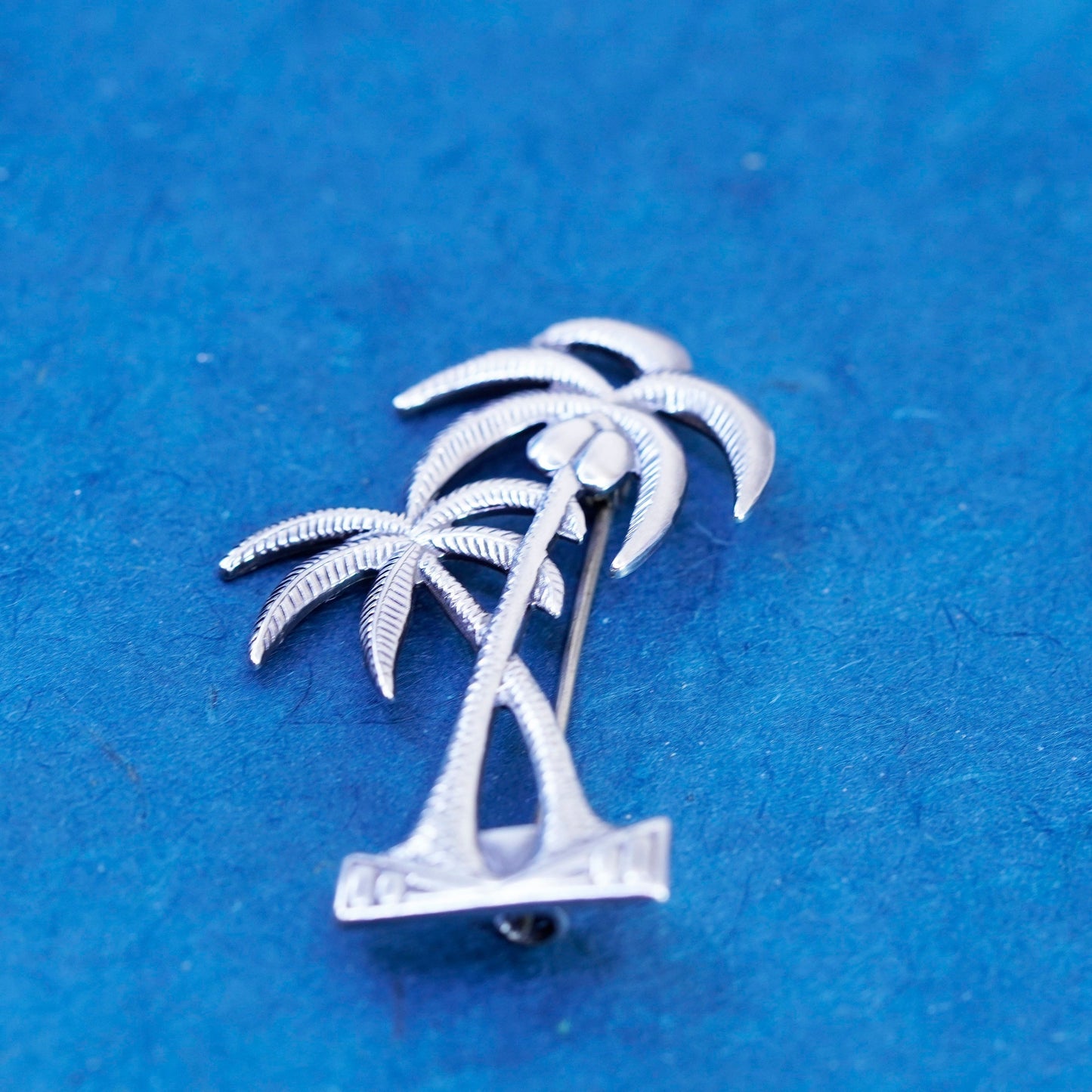 Vintage sterling silver handmade brooch, 925 coconut trees pin